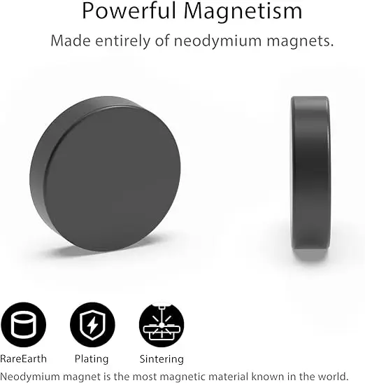 Strong Rare Earth Black Epoxy Coated Neodymium Magnets for Whiteboard Billboard Hobbies  Office  Fridge