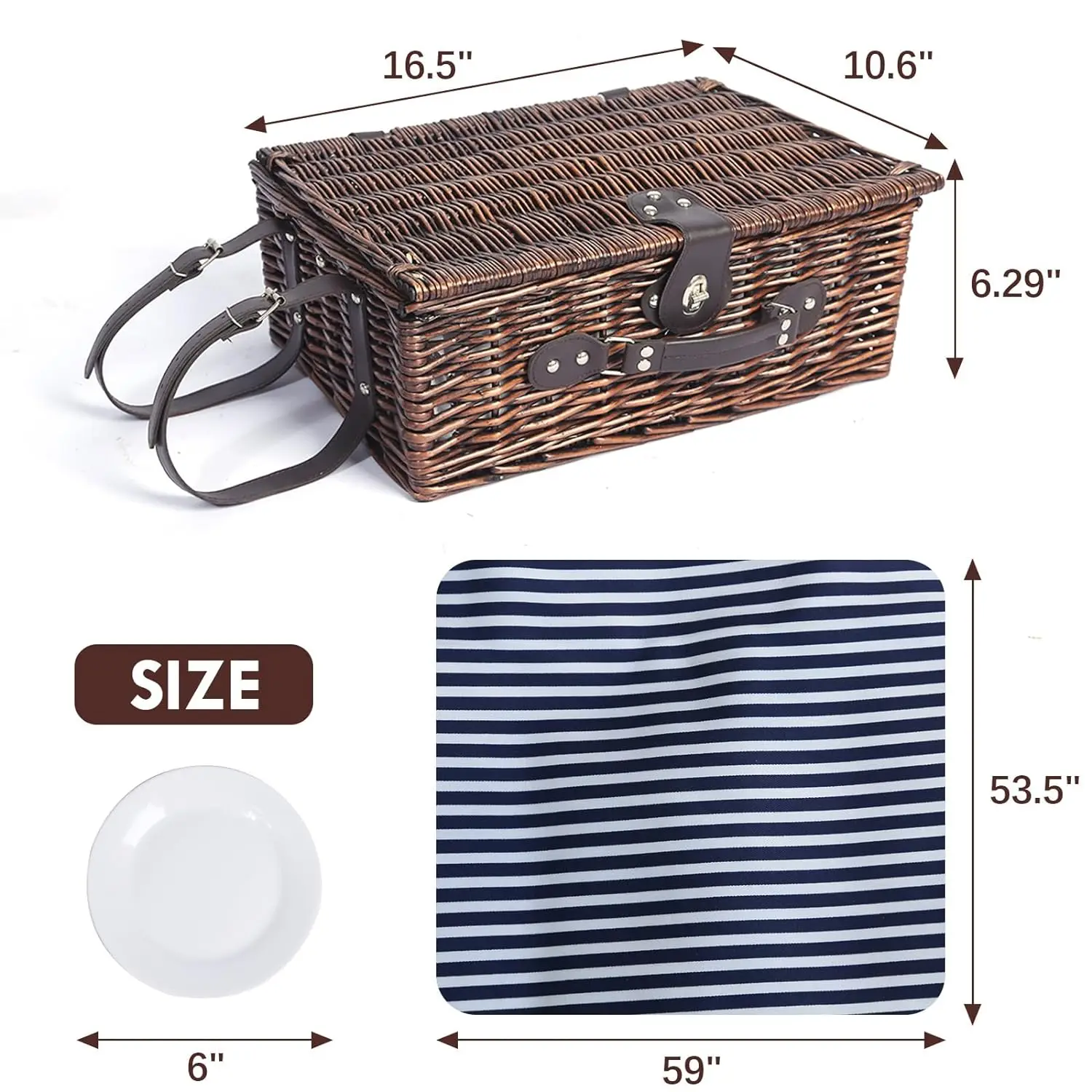 JY Custom Empty 4 Person Rattan Cheap Set Wicker Picnic Basket With Lid Wicker Picnic Basket For 4