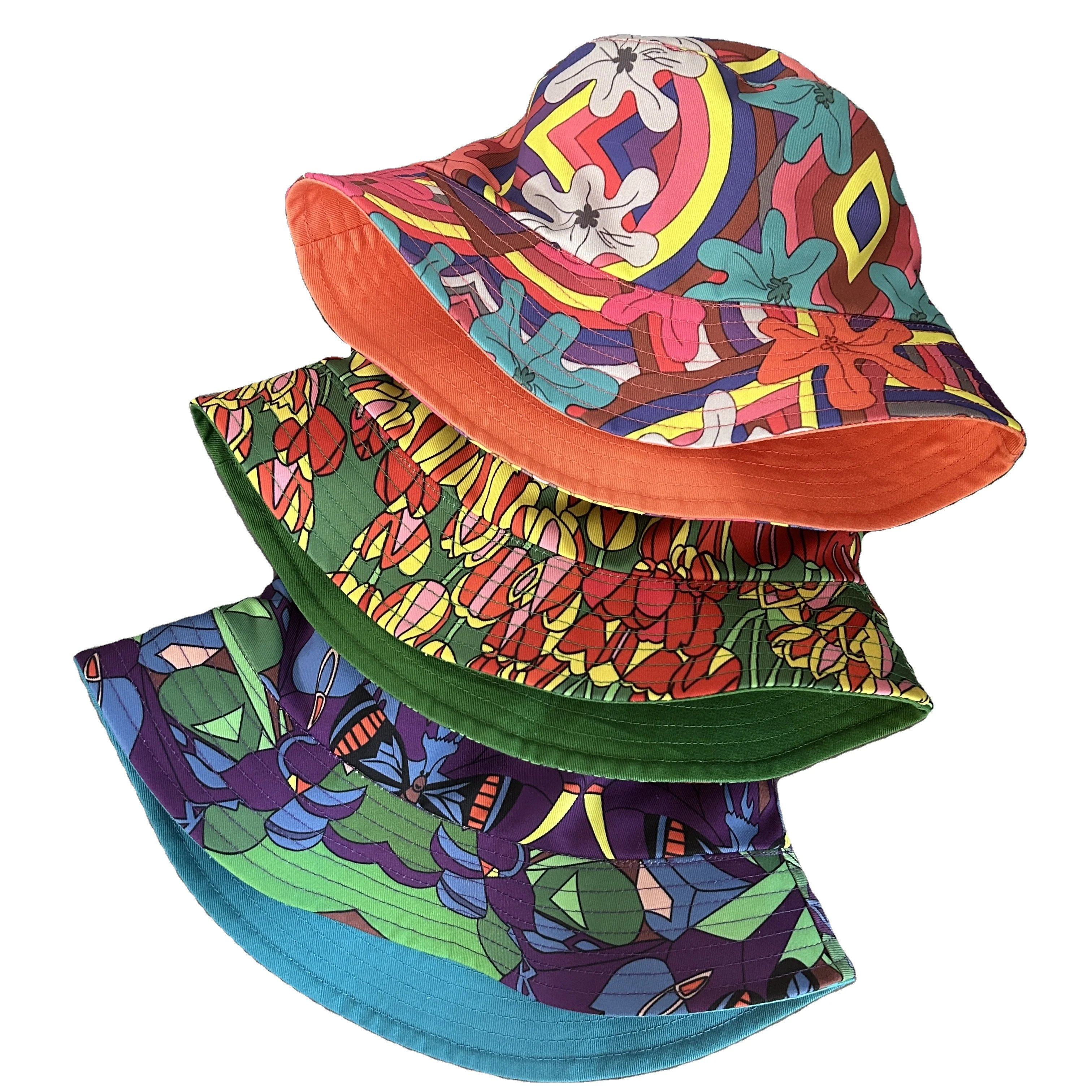 Хлопковая Двусторонняя шляпа унисекс с принтом