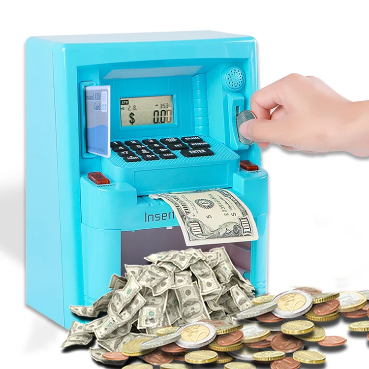Electronic piggy bank for kids Coin banknotes can be used atm machine safe With password card function