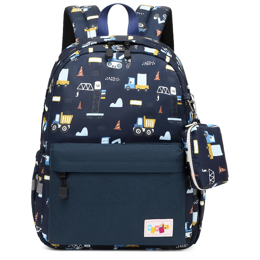 MOQ 50 custom logo car truck crane printing Customize Cartoon kids mochila escolar children bag school backpack for boys