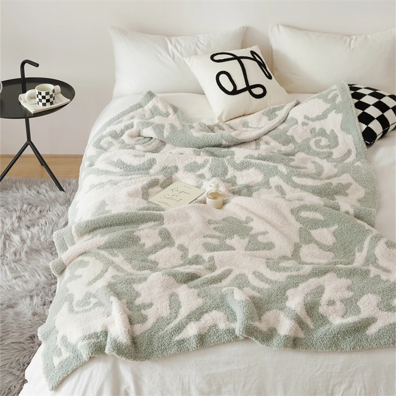OEKO-TEX factory new design supper soft warm thick luxury abstract geometrical 100% polyester knitted throw blanket NDW