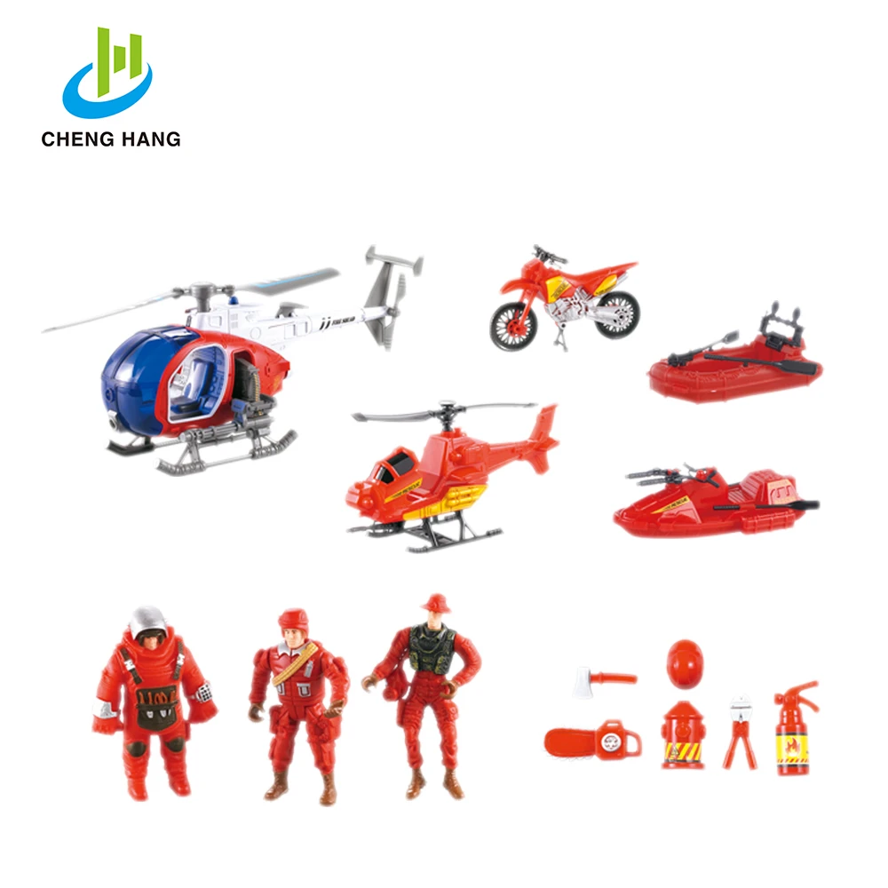 
Series of City rescue team / Fireman toy set rescue helicopter & fire truck with sound & friction power over 16 pcs 