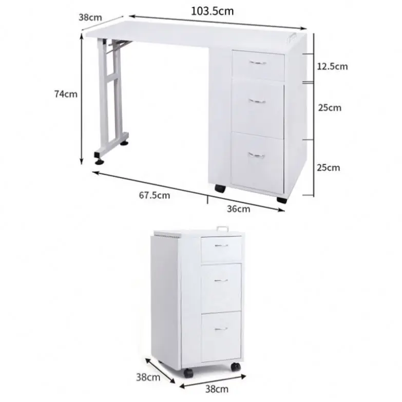 Factory Wholesale Nail Table Salon Furniture White Metal Nail Table for Sale