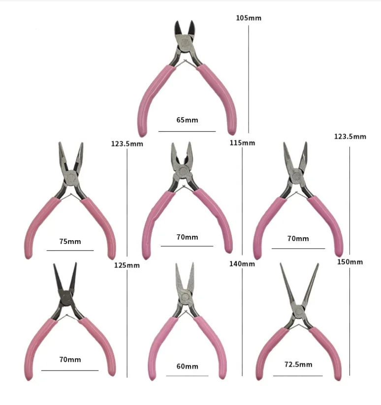 Necklaces Bracelets Earrings Jewelry Pliers Pink Handle Anti Slip Splicing&Fixing Jewelry Pliers For DIY Jewelry Accessory Plier