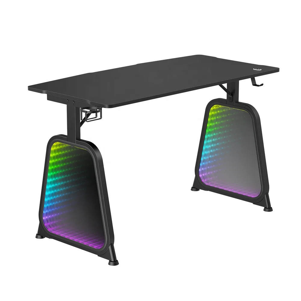 GMD12E-1D LED Infinity Light Gaming Desk for Computer PC Pro Best Gaming Table