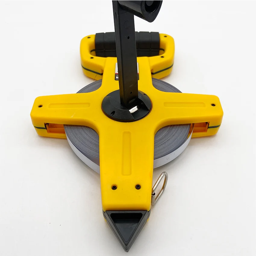 Portable plastic frame engineering ruler 65 manganese steel white paint inserted ground measuring tool ruler 100 meters large ta
