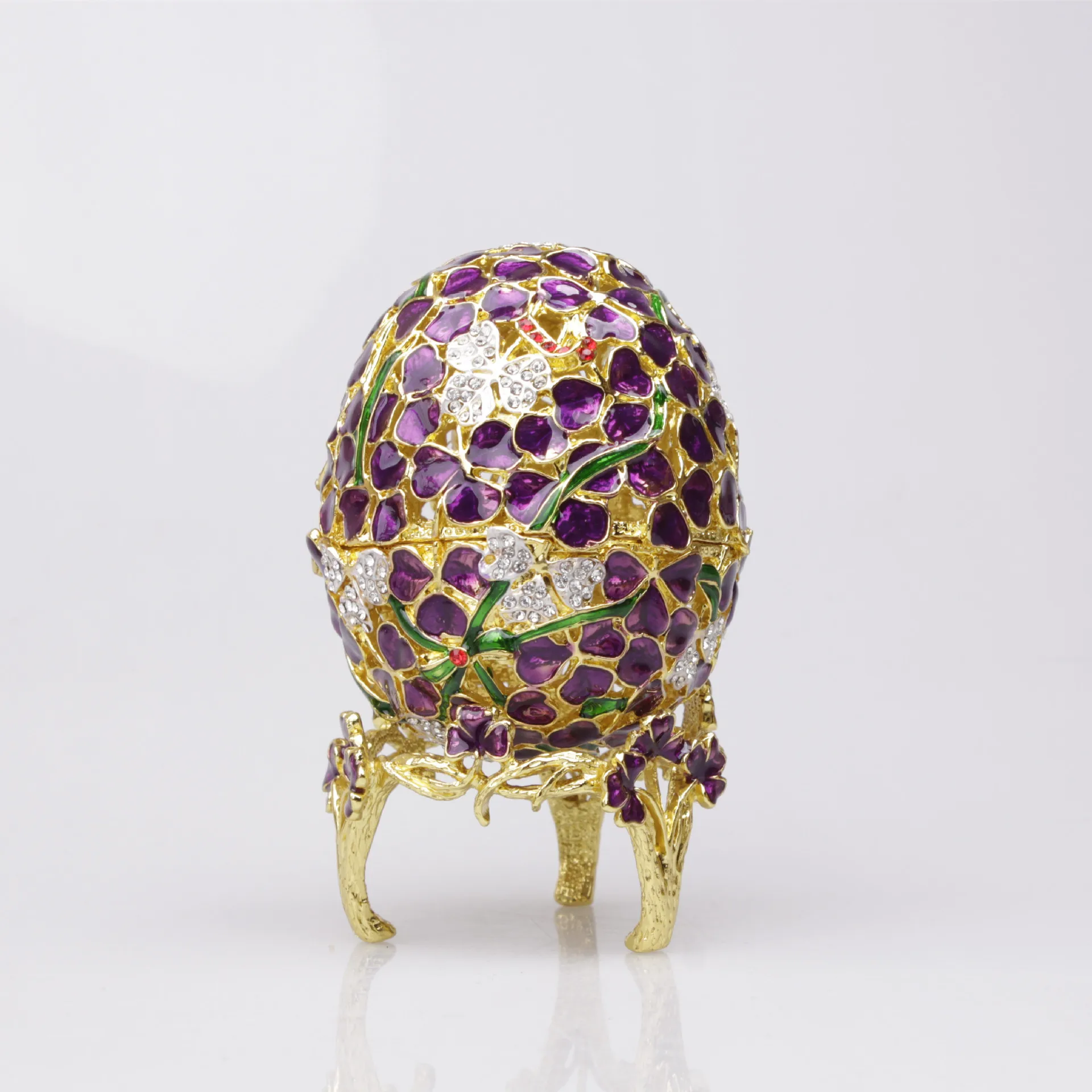 2024 Creative New Design Light Luxury Russian Hollow Egg Metal Enamel Jewelry Box For Home Decoration