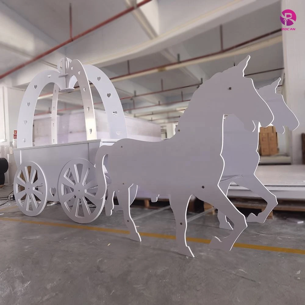 Wedding Party Decoration Cinderella Carriage White Pumpkin Candy Cart with horse