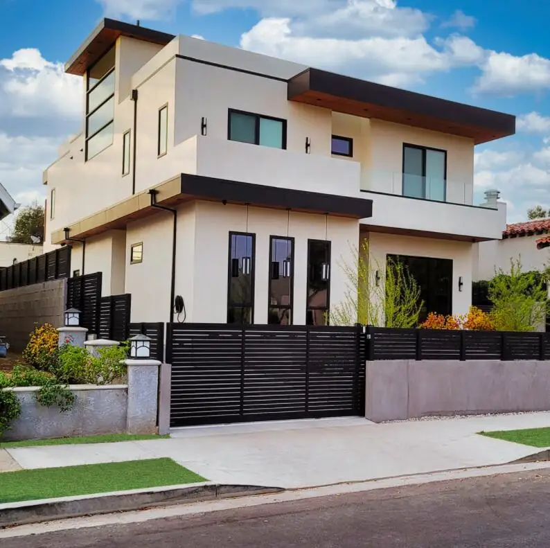 Industrial Custom Main Gate And Fence Wall Design Aluminum Gate Fence