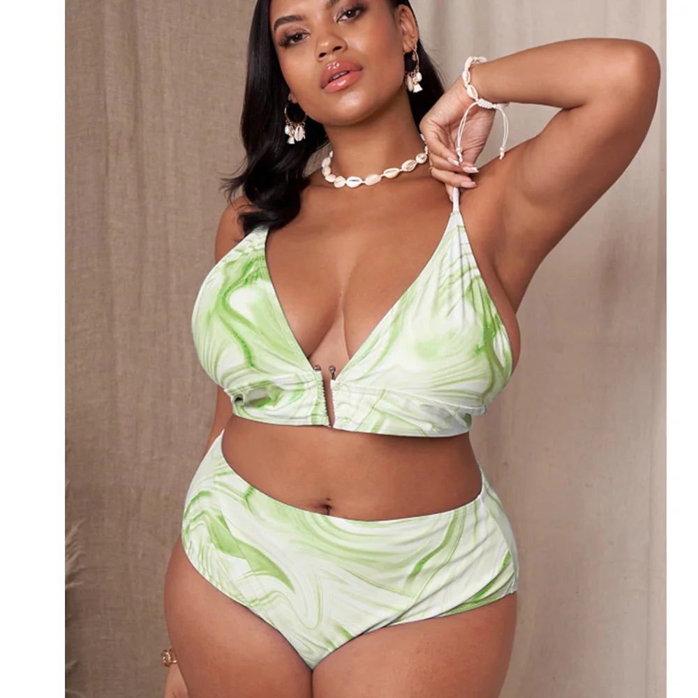 2022 summer new arrival 3 piece set bathing suits plus size 4xl tie dye swim suit high waist skirt oem swimwear for ladies