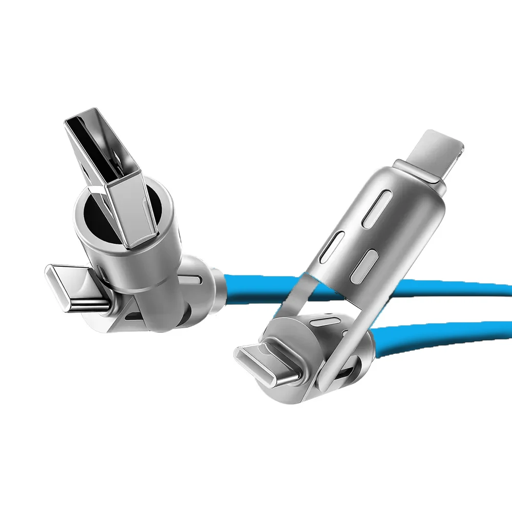 wholesale Order Quick Ship 4 in 1 Custom Printed Charge Cables for Phones/Laptops- USB-A & USB-C data Cables