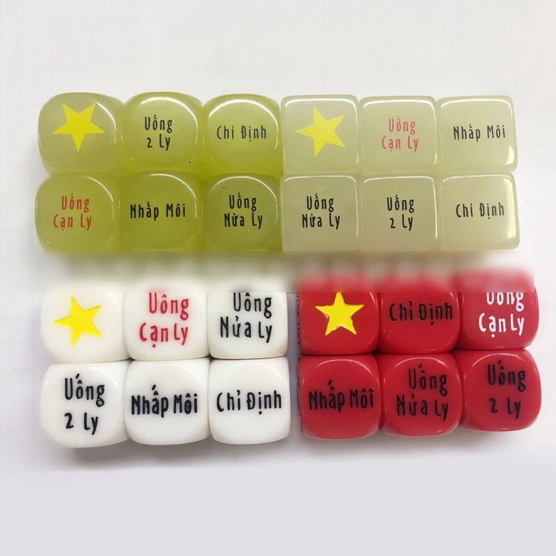 Spot New Products Custom Logo Russian French English Glow In The Dark Vietnamese Cube Dice