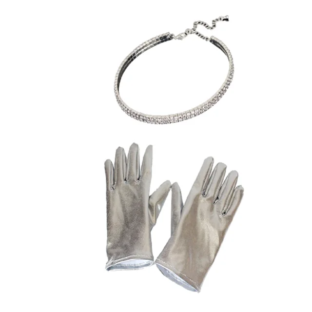 Funny Alien Costume for Kids Adults Alien Headband Gloves Sparkly Necklace Alien Earrings Alien Cosplay Accessories
