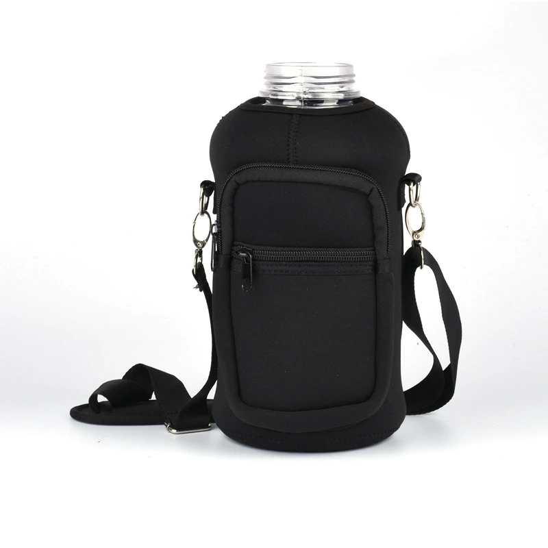 Large Reusable Neoprene Gallon 64oz Sport Water Bottle Insulated Cooler Sleeve With Shoulder Strap