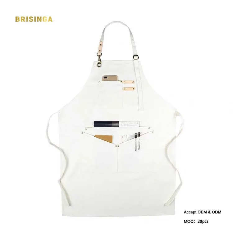 cotton apron simple fashion art attendant white aprons for barista