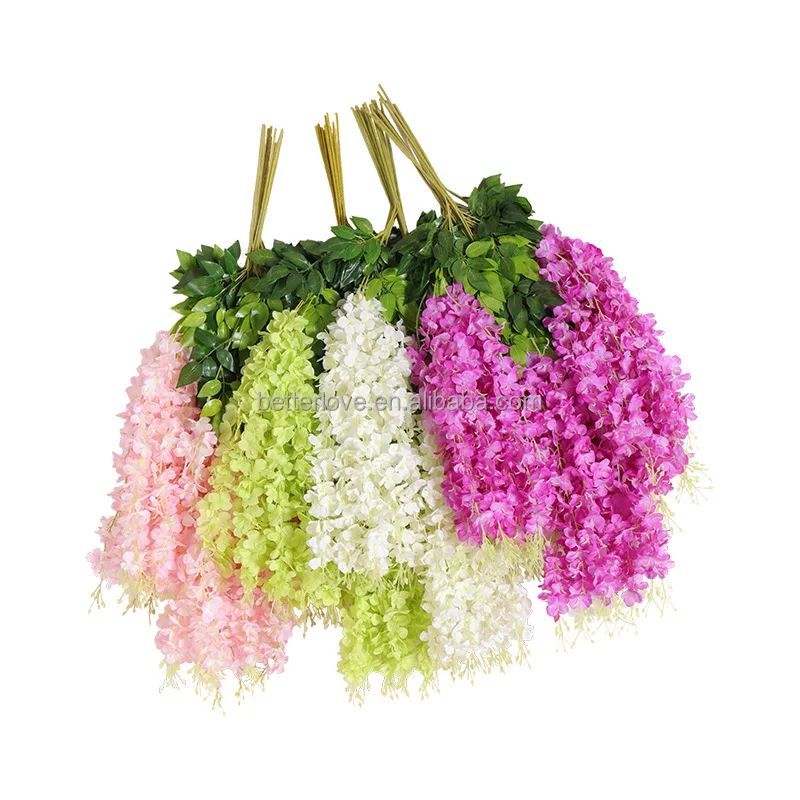 Purple Jual Bunga Chandelier Wisteria Garland Hanging Rattan Artificial Flowers for Wedding & Christmas Graduation Decorations