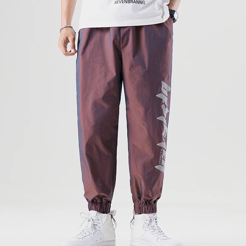 New style  color gradually change function recreational cargo pants male Korean version bright face reflects pair of
