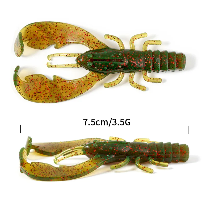 Runtoo TPR Material Soft Bionic Crawfish Floating Fishing Lure 7.5cm Shrimp Silicone Creature Freshwater Artificial Bait