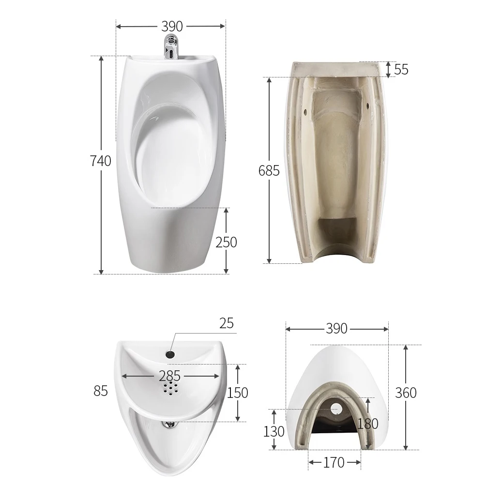 Custom Male Wc Urinals Wall Mounted With Wash Basin