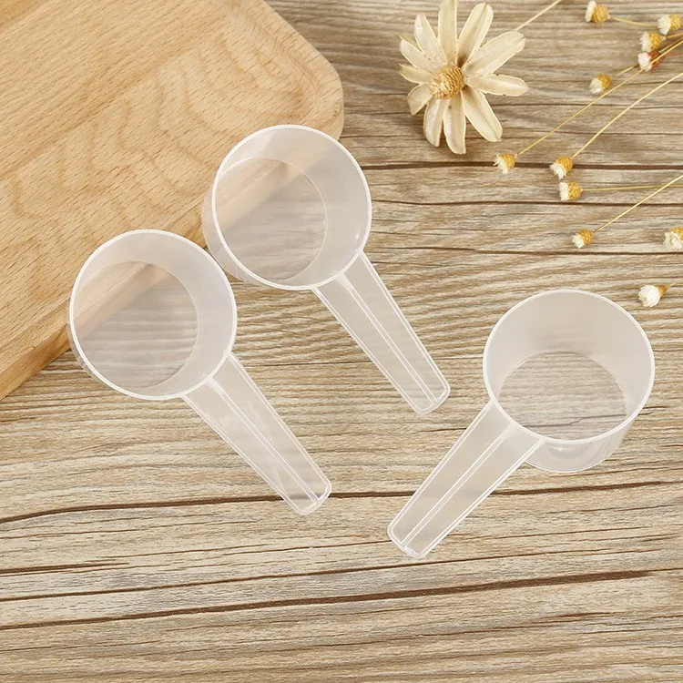 20g 40ml mini white clear plastic pp milk powder coffee tea mask cream round spoon medicine liquid spoon long handle