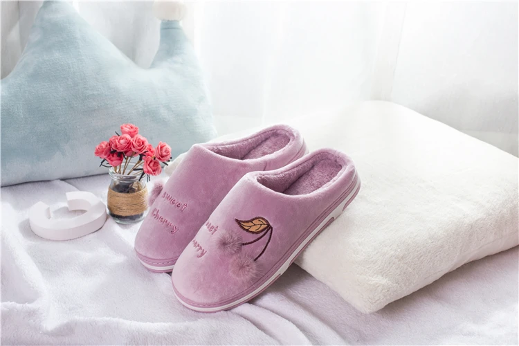 
Winter custom logo winter indoor slippers velvet women slipper animal plush slippersl 