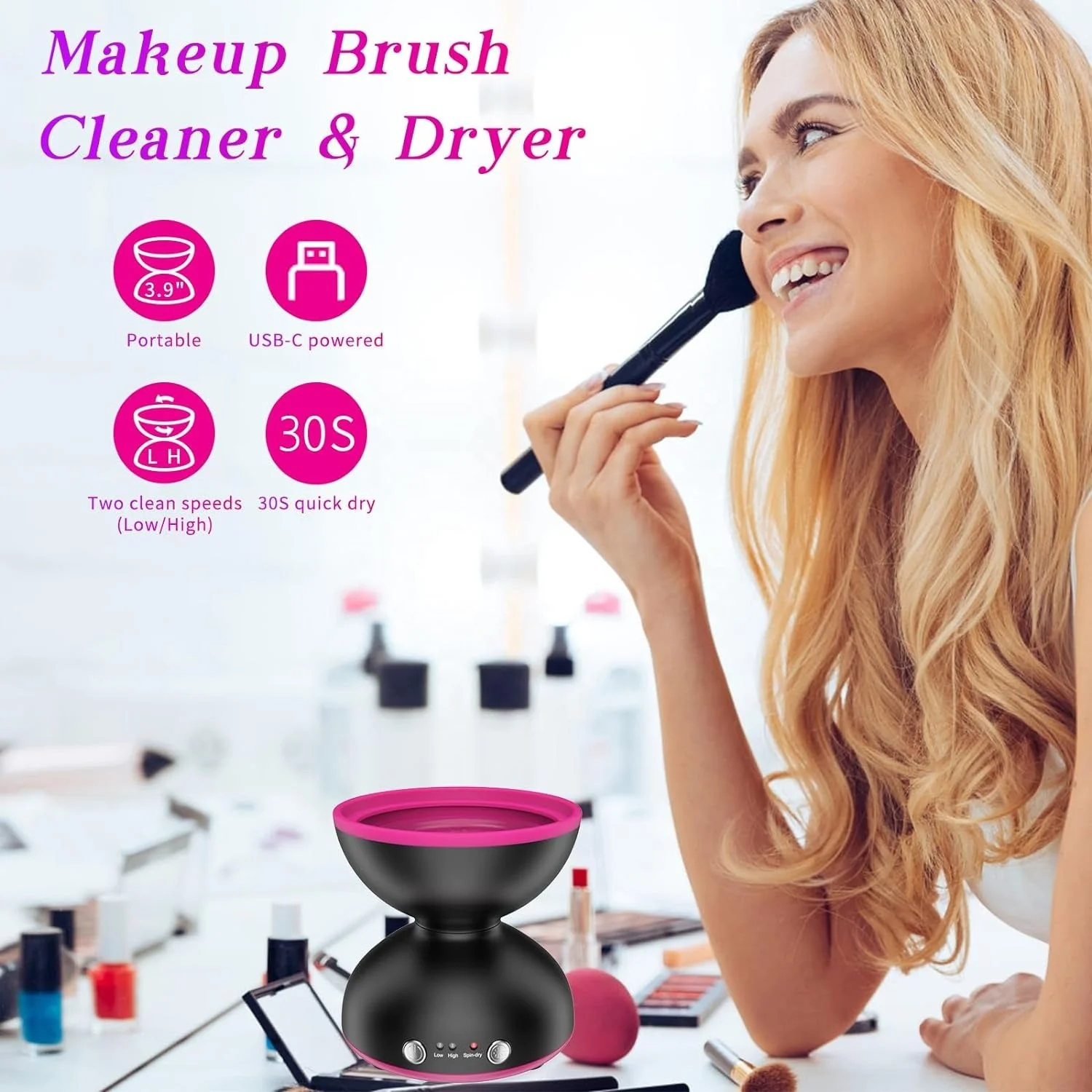 Electric Makeup Brush Cleaner Machine Portable Automatic USB Cosmetic Brushes Cleaner