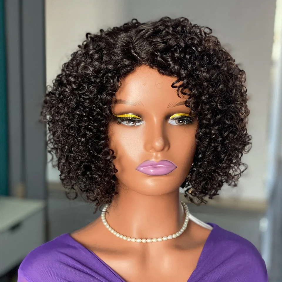 Short kinky curly L part wigs human hair For Black Women Kinky Twist Wigs Cheap Price Human Hair Short BOB Wig