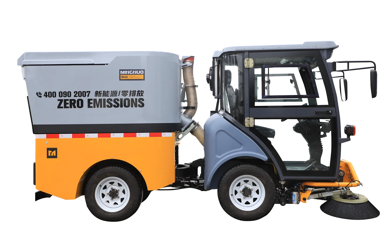 Electric vacuum road sweeper