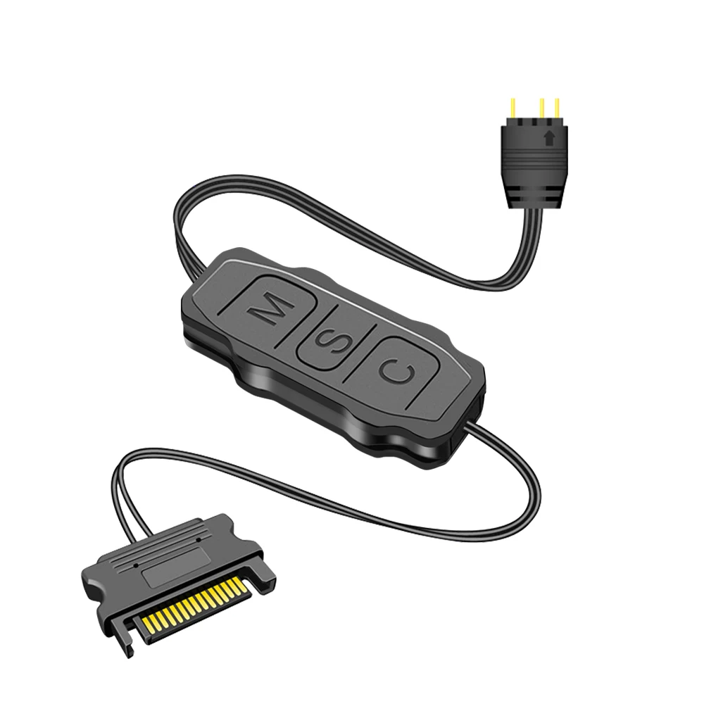 TISHRIC ARGB Controller 5V 3 Pin to SATA Power Supply RGB Control Cable CPU Cooler Cooling PC Computer RGB Control Sync Cable