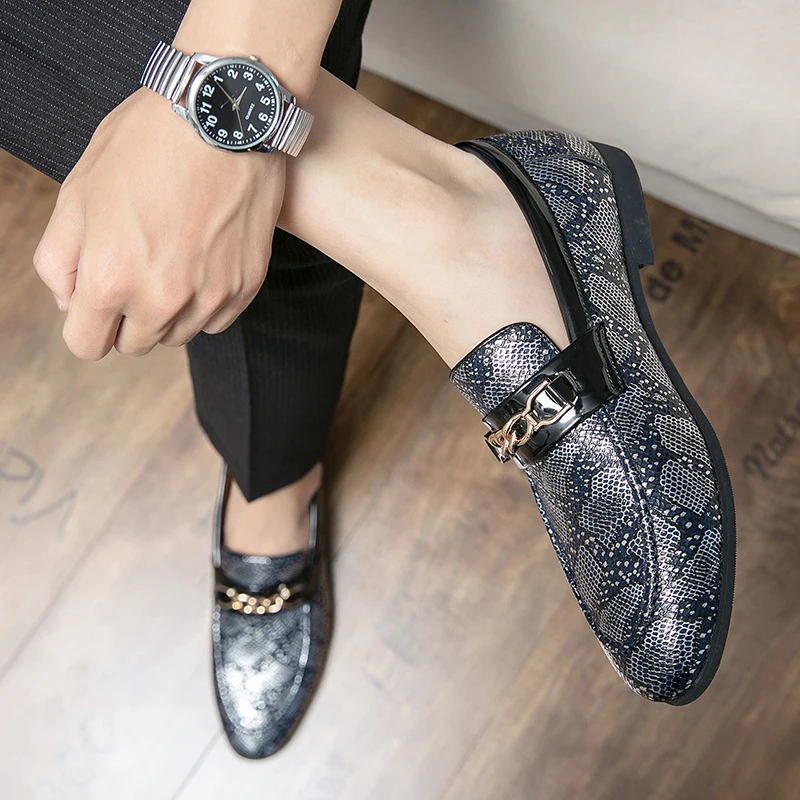 Slip-on Unique Designer Fashion Size 14 Men Dress Formal Python pattern Loafers Shoes Wedding Oxford