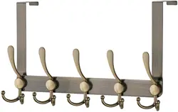 Sondoly Over The Door Hook Hanger - 6 Hooks Over Door Coat Rack for Hanging Clothes Hat Towel