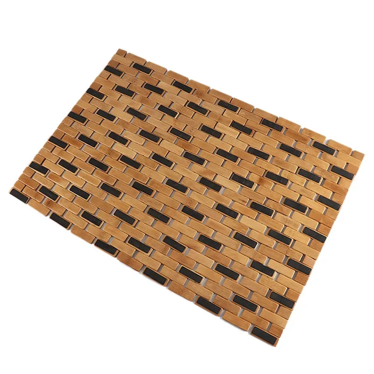 Non-slip  stripe wooden mat bathroom carpet multifunctional bamboo bathroom non-slip mat manufacturer