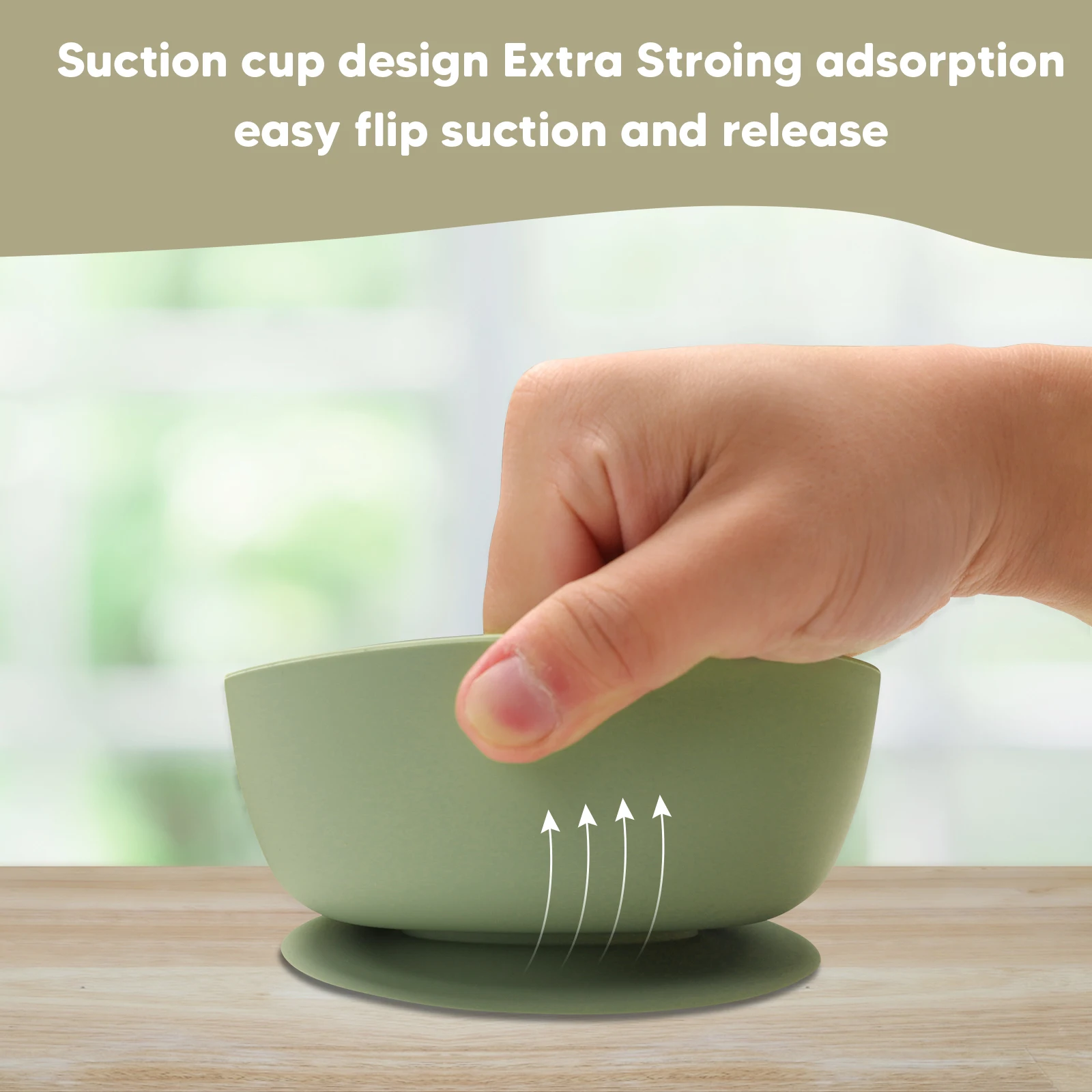 Silicon Babi Bowl Kids Suction Bowl Toddler & Spoon Set For Kids Dining Silica Gel Powerful Suction Cup Bowl With Spoon Wooden