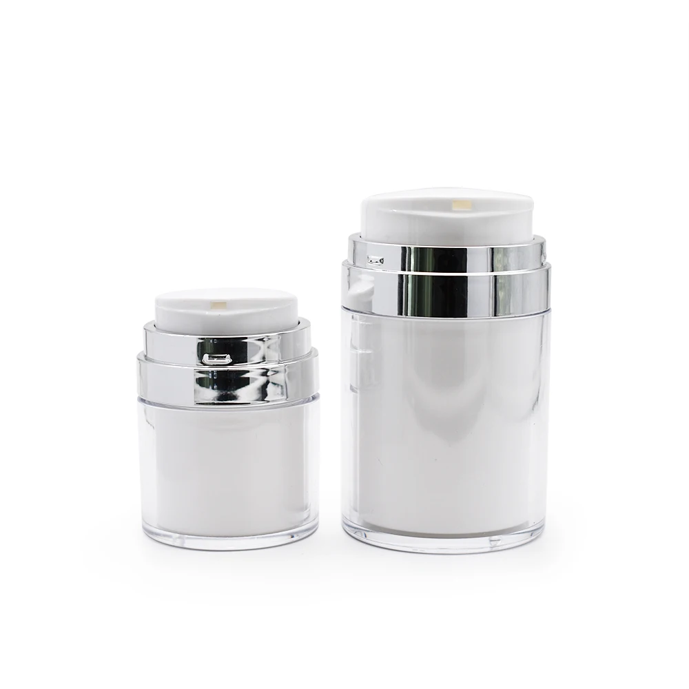 Cosmetic packaging 15ml 30ml 50ml gold silver airless pearl white airless pump cream jar lotion containers
