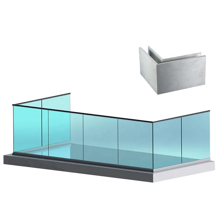 U Channel Glass Fence Outdoor/Indoor Balustrade Balcony Cheap Aluminum Fence Panels Glass Railing