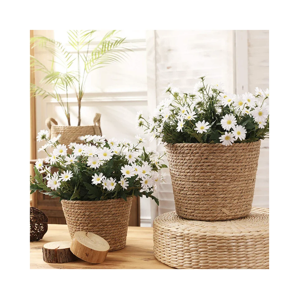 Straw Baskets For Flowers Wedding Basket Flower Girl Bridal Bobo Balloon Flower Storage Basket