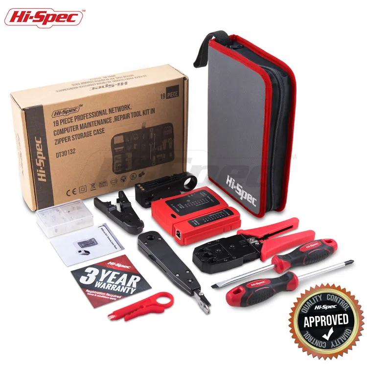 19 Piece Network Tool Kit Complete tool Box Set for Cable Line Installation with Crimper Pliers hand tools in a bag