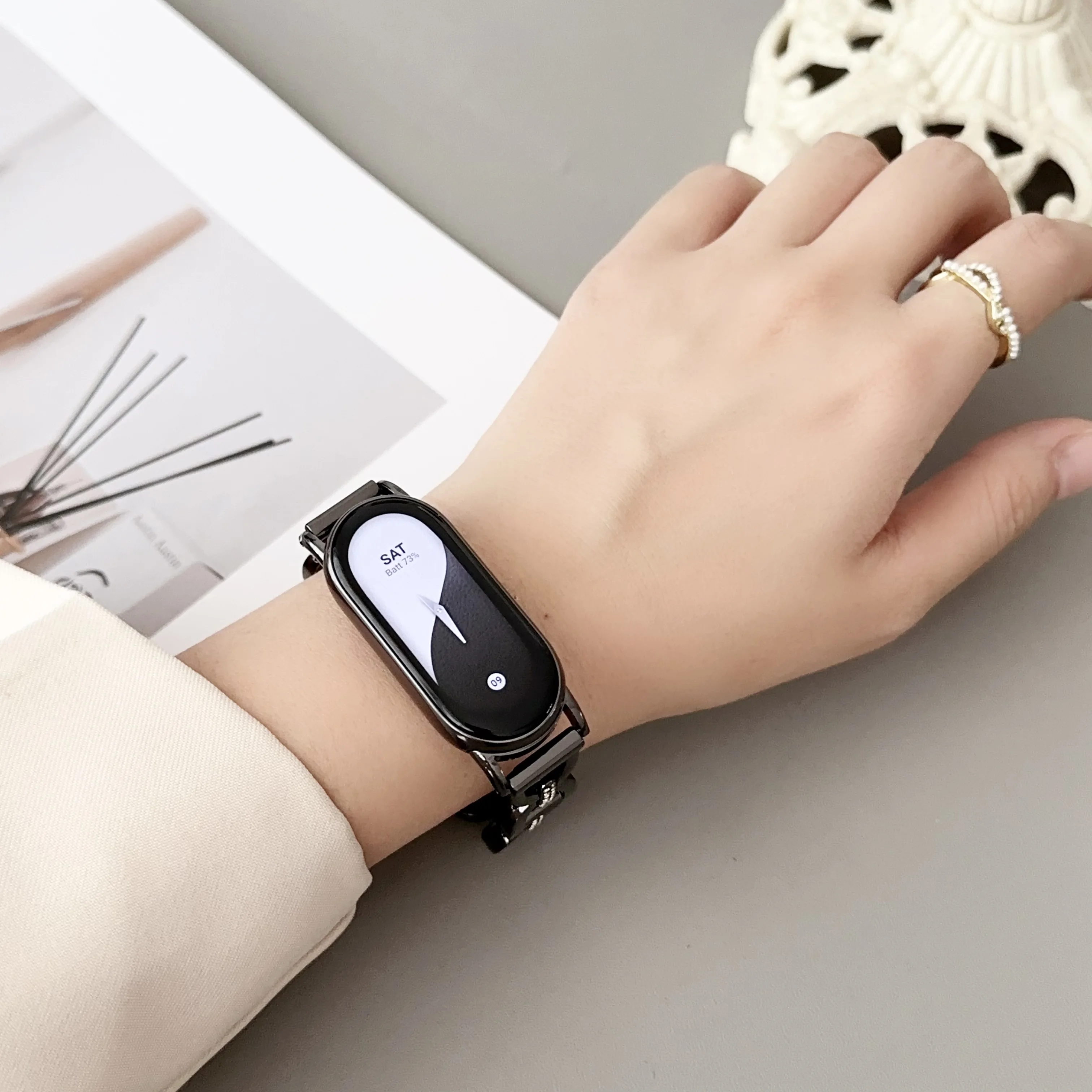 for xiaomi mi band 8 strap metal with diamond watch band for xiaomi band 8