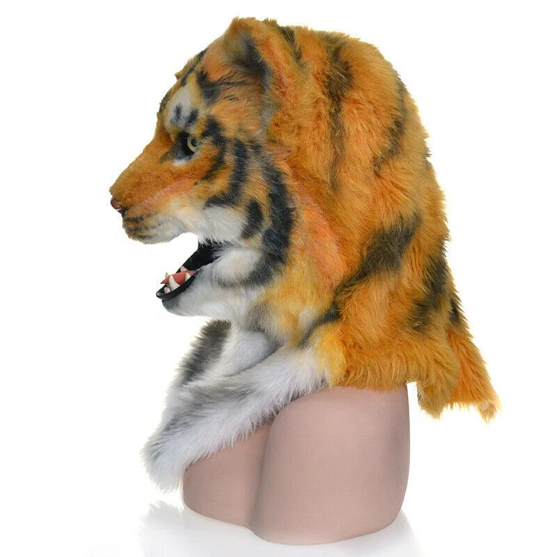 Tiger Head Mask Realistic Animal Halloween Mask for Halloween Cosplay Costume Party