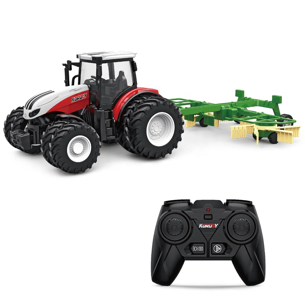 6637B Electric RC Truck Farm Tractor 2.4Ghz 1/24 Scale 6CH Radio Control Tractor Toy With Dual Rotary Swath Windrower For Kids