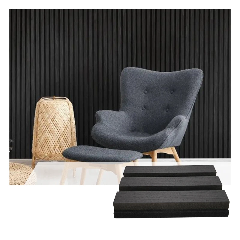 Modern Design Sound Absorption Polyester Fiber MDF Wooden Slat Acoustic  Wall Panel