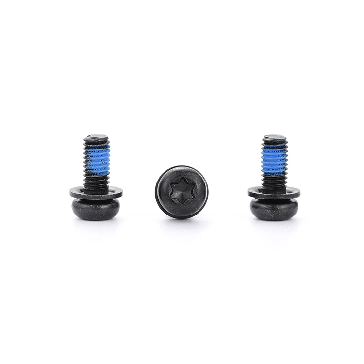 Combined screws Black stainless steel carbon steel round head thread locker three combination screws