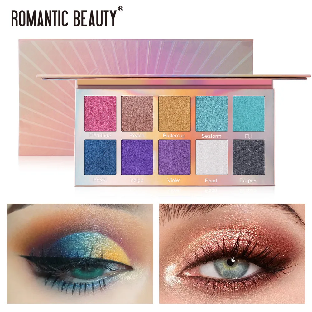 
Hot Sale Beauty High Pigment Rainbow 10 Colors Eye Matte Glazed Board Big Eyeshadow Palette 