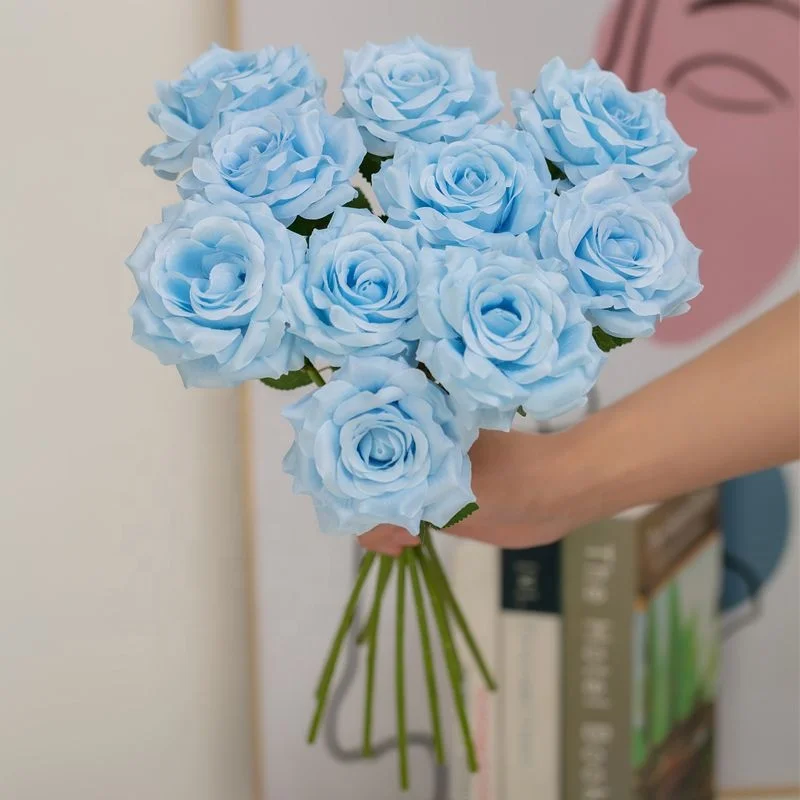 Wholesale Floral Silk Bouquet Artificial Flowers Red White Rose Flowers for Home Wedding Decorative Flowers