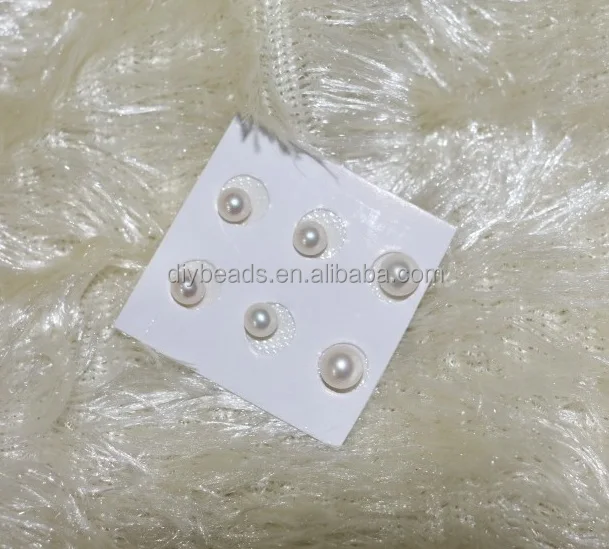 Wholesale high quality AAA Grade 1-8 mm natural round freshwater pearl half drilled for jewelry making findings