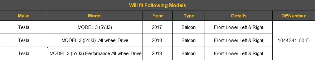 Front Upper Suspension Control arm With Ball Joint Part For Tesla Model 3 5YJ3 1044341-00-D 104434100D