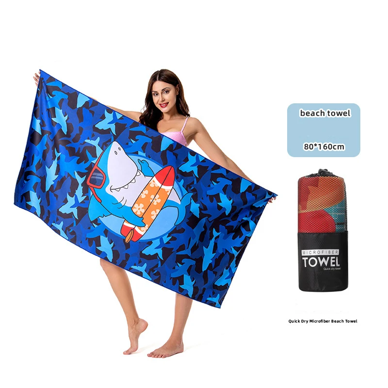 Wholesale high quality lightweight custom logo beach towel personalized design quick dry sand free microfiber beach towel