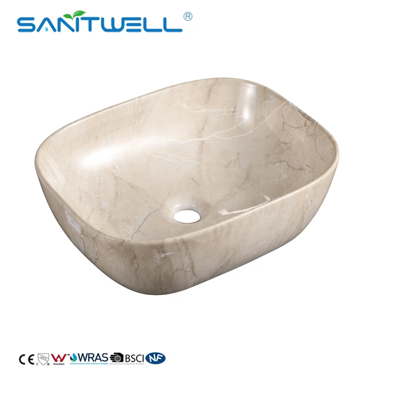 Wholesale Marble Color Counter Top Ceramic Wash Basin Porcelain Bathroom Sink Bowls Material Ceramic