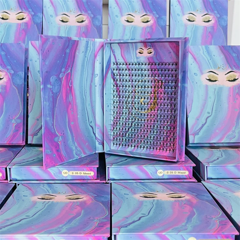 Faux Mink 10D 14D 20D Promade Large Trays Premade Fans 5D 6D 8D Long Stem Russian Volume  Premade fans Lash extensions